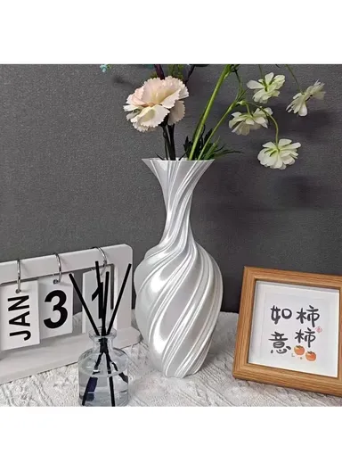 3D Printing Geometric Design Plastic Vase Modern Nordic Flower Holder Home Decor - White