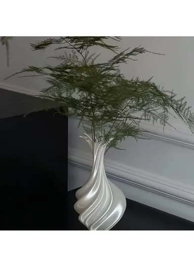 3D Printing Geometric Design Plastic Vase Modern Nordic Flower Holder Home Decor - White