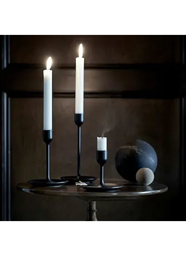 3Pcs / Set Candle Holders Dining Table Bedroom Study Metal Minimalist Candlestick with Stable Base - Black