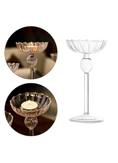 European Striped Glass Candle Holder Tealight Candle Holder Wedding Centerpiece, Size S