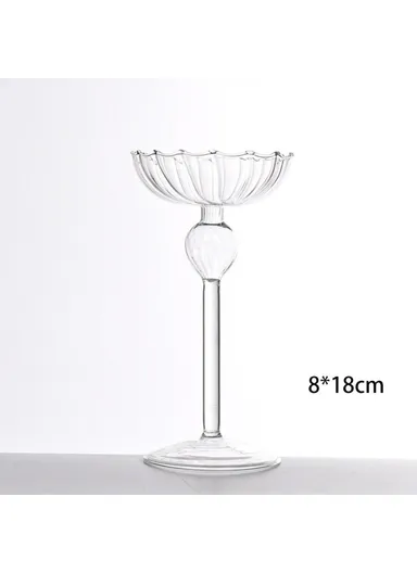 European Striped Glass Candle Holder Tealight Candle Holder Wedding Centerpiece, Size S