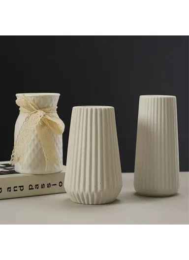 Creative White Ceramic Flower Vase Decorative Ornament Home Floral Arrangement Container