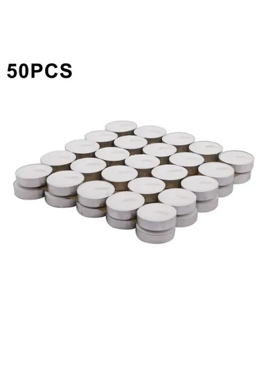 50Pcs Unscented Candles Smokeless 4-Hour Burn Time Round Candles with Aluminum Cup