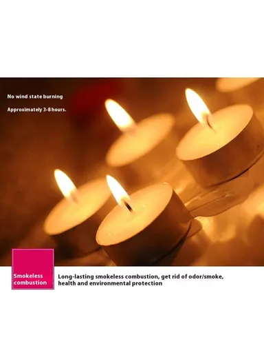 50Pcs Unscented Candles Smokeless 4-Hour Burn Time Round Candles with Aluminum Cup