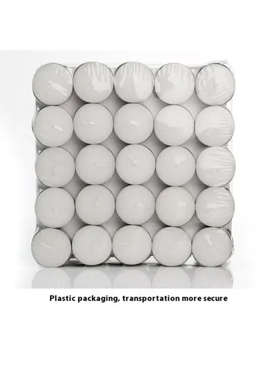50Pcs Unscented Candles Smokeless 4-Hour Burn Time Round Candles with Aluminum Cup