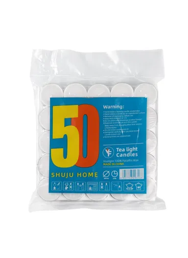 50Pcs Unscented Candles Smokeless 4-Hour Burn Time Round Candles with Aluminum Cup