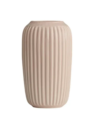 Modern Ceramic Striped Vase Flower Arrangement Container Living Room Decor - Pink / Large