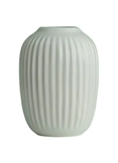 Modern Ceramic Striped Vase Flower Arrangement Container Living Room Decor - White / Small