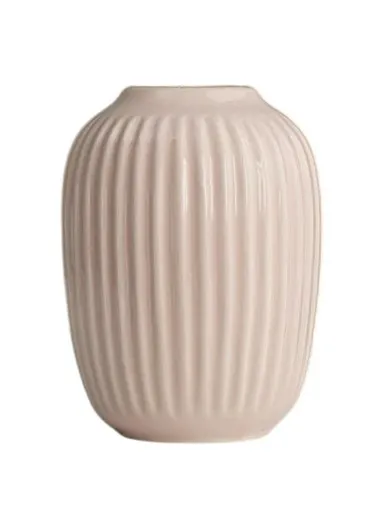 Modern Ceramic Striped Vase Flower Arrangement Container Living Room Decor - Pink / Small