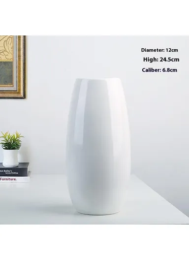 Large Size Nordic Ceramic Flower Vase Dried Flowers Floral Arrangement Container Dining Table Home Decor - White