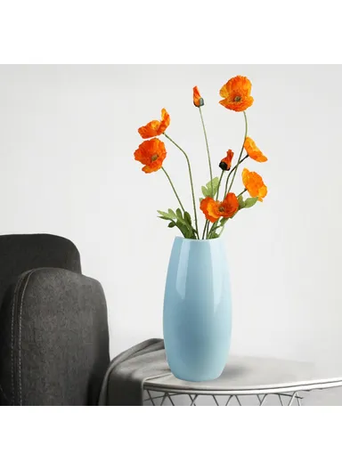 Large Size Nordic Ceramic Flower Vase Dried Flowers Floral Arrangement Container Dining Table Home Decor - Cyan