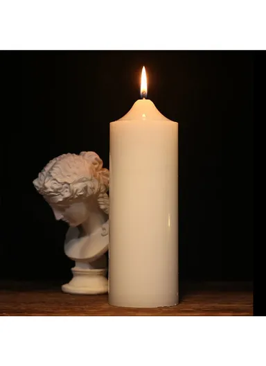 Classic White Pointed Top Round Candle for Home Lighting Dinner Decoration Party Illumination