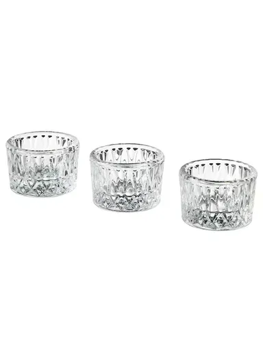 3Pcs Round Minimalist Clear Glass Candle Holders for Home Decor Aromatherapy Dining