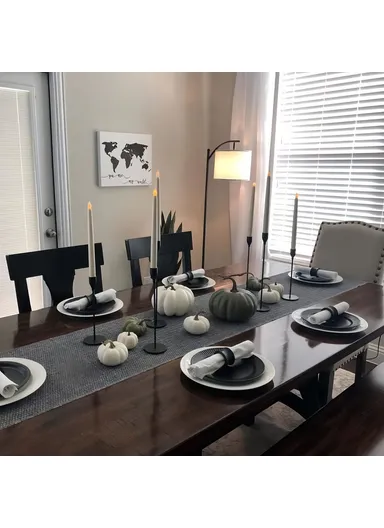 3Pcs Taper Candle Holders Dining Table Decor Romantic Candlelight Dinner Centerpiece - Black