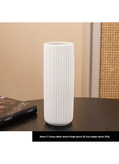European Simple White Ceramic Vase Living Room Dining Table Decor Dried Fresh Flowers Hydroponic Plant Holder - Style I