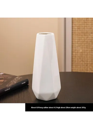European Simple White Ceramic Vase Living Room Dining Table Decor Dried Fresh Flowers Hydroponic Plant Holder - Style E