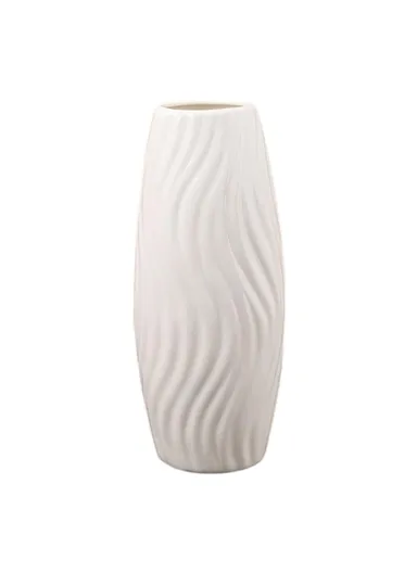 European Simple White Ceramic Vase Living Room Dining Table Decor Dried Fresh Flowers Hydroponic Plant Holder - Style D