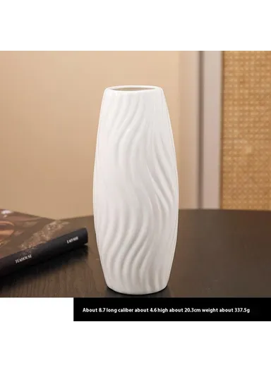 European Simple White Ceramic Vase Living Room Dining Table Decor Dried Fresh Flowers Hydroponic Plant Holder - Style D