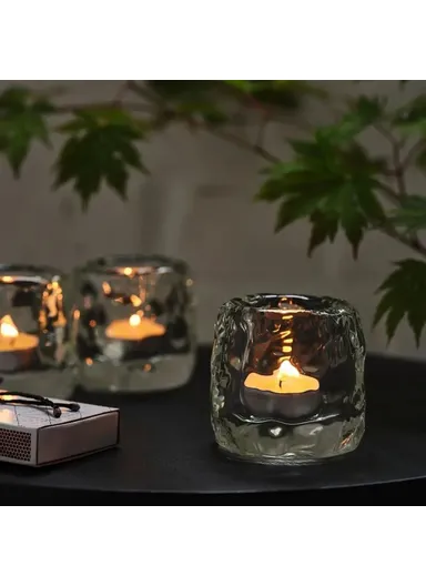 8x7.5cm Clear Glass Candle Holder Home Living Room Bedroom Decorative Candle Container