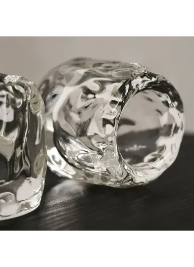 8x7.5cm Clear Glass Candle Holder Home Living Room Bedroom Decorative Candle Container