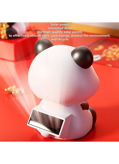 Solar Powered Panda Ornament Auto Nodding Creative Car Dashboard Ornament Home Decor - 226B