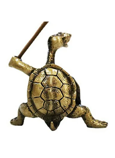 Creative Incense Holder Turtle Shaped Alloy Incense Burner Stand Ornament for Home Office Meditation - Cyan