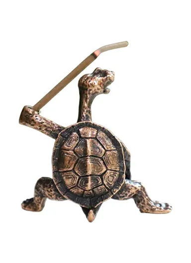 Creative Incense Holder Turtle Shaped Alloy Incense Burner Stand Ornament for Home Office Meditation - Red