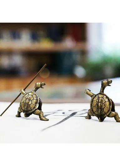 Creative Incense Holder Turtle Shaped Alloy Incense Burner Stand Ornament for Home Office Meditation - Red