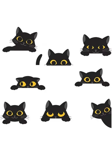 PVC Switch Sticker Black Cat Pattern Removable Wall Decal Home Decoration for Bedroom Living Room - AFH1211