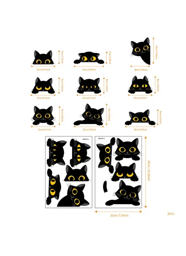 PVC Switch Sticker Black Cat Pattern Removable Wall Decal Home Decoration for Bedroom Living Room - AFH1211