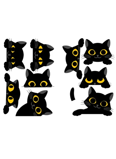 PVC Switch Sticker Black Cat Pattern Removable Wall Decal Home Decoration for Bedroom Living Room - AFH1211