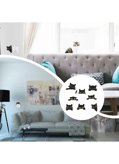 PVC Switch Sticker Black Cat Pattern Removable Wall Decal Home Decoration for Bedroom Living Room - AFH1211