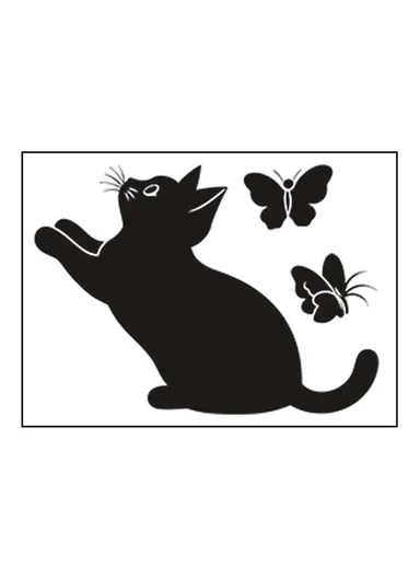 12 x 10cm Cartoon Cat and Butterfly Pattern Wall Decal for Children Room Removable PVC Sticker