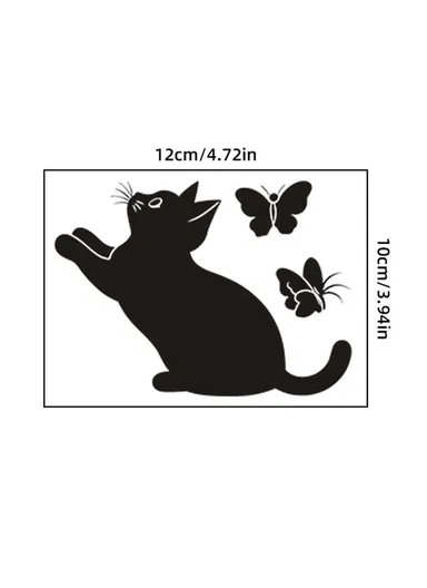 12 x 10cm Cartoon Cat and Butterfly Pattern Wall Decal for Children Room Removable PVC Sticker