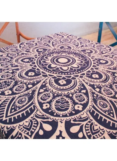 Square Cotton Linen Dining Table Cloth Cover 85 x 85cm - Henna Lotus
