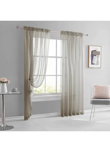 100x130cm Solid Color Semi Sheer Curtain Panel Rod Pocket Design Tulle Blind Window Treatment - Light Mocha