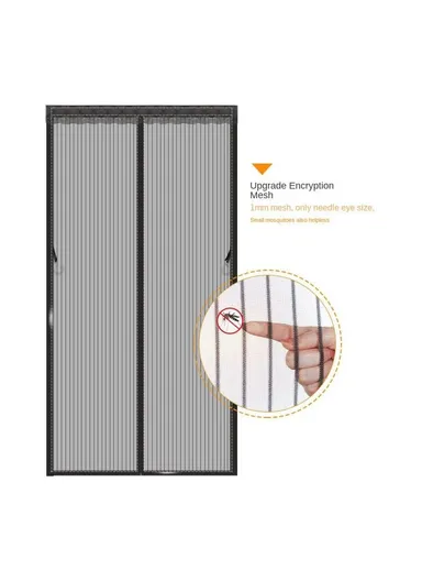 Magnetic Mesh Door Curtain Auto Close Insect Screen Quiet Operation Fly Screen (Without Hook) - Black Stripe
