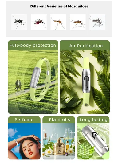 Essential Oil Mosquito Repellent Bracelet Insect Protection Silicone Wristband F5 - Green