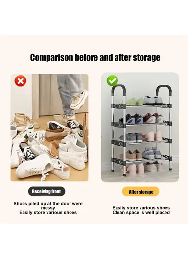  4-Tier Shoe Rack Organizer Home Entryway Space-Saving Shoes Storage Shelf