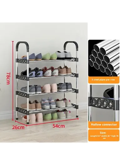  4-Tier Shoe Rack Organizer Home Entryway Space-Saving Shoes Storage Shelf