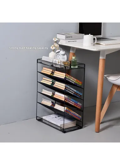 Movable Desk Side Storage Rack with Wheels Multi-Tier Book Organizer Slim Rolling Cart - White / Large