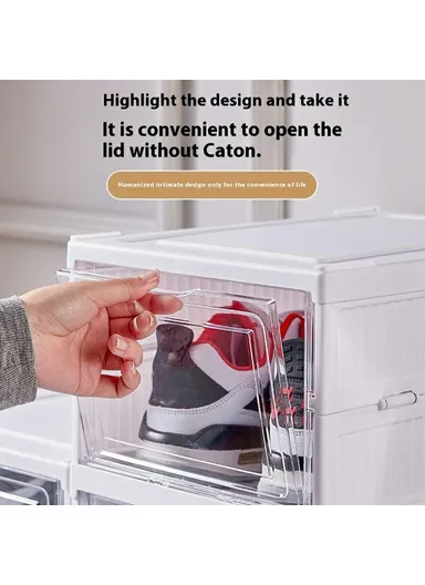 6 Layer No Installation Foldable Shoe Box Transparent Plastic Stackable Storage Container - Transparent