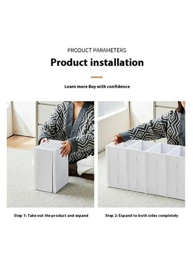 6 Layer No Installation Foldable Shoe Box Transparent Door Plastic Stackable Storage Container - White