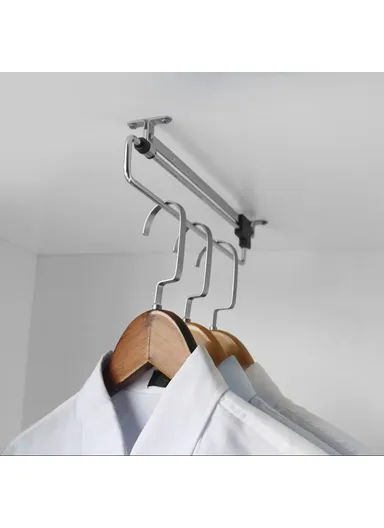 45cm Retractable Clothes Hanger Rod for Closet Wardrobe Heavy Duty Pull Out Hanging Rail - Silver