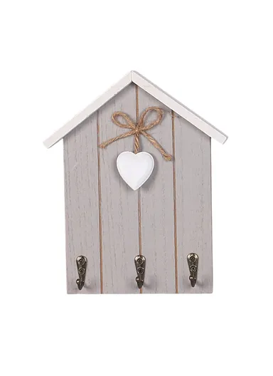 Key Hanger Wall Mount Creative Wooden House Design Entryway Organizer Storage Rack - Grey