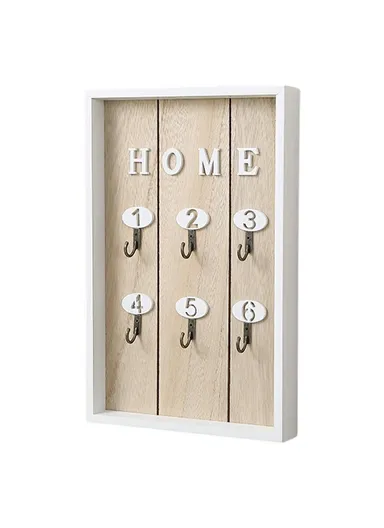 Creative Wall-Mounted Key Jewelry Hanging Holder Organizer Entryway Decorative Storage Rack - Wood Color
