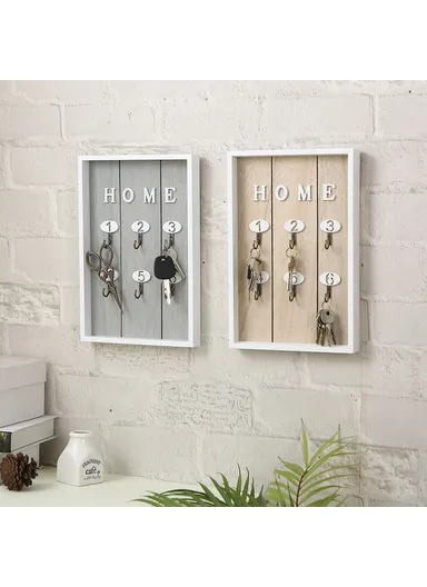 Creative Wall-Mounted Key Jewelry Hanging Holder Organizer Entryway Decorative Storage Rack - Wood Color
