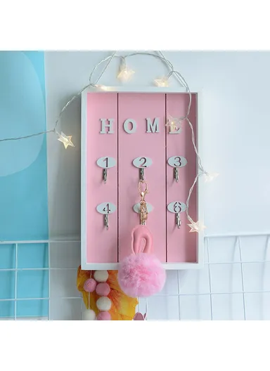 Creative Wall-Mounted Key Jewelry Hanging Holder Organizer Entryway Decorative Storage Rack - Wood Color