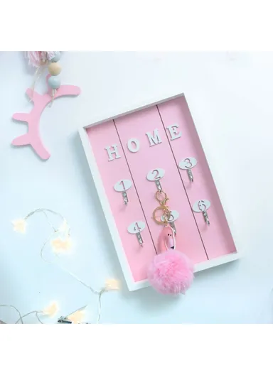 Creative Wall-Mounted Key Jewelry Hanging Holder Organizer Entryway Decorative Storage Rack - Wood Color