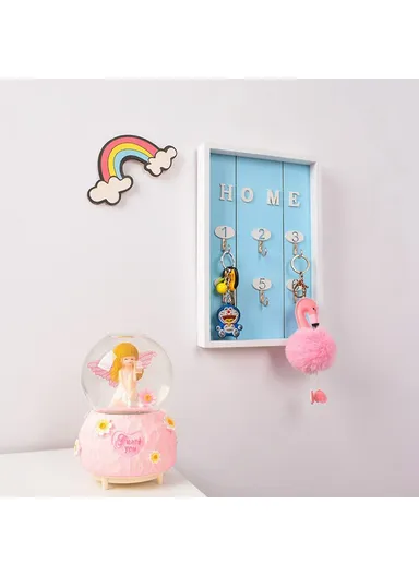 Creative Wall-Mounted Key Jewelry Hanging Holder Organizer Entryway Decorative Storage Rack - Wood Color